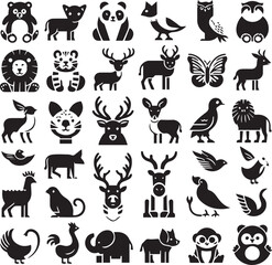 Obraz premium Animals Silhouettes Icons