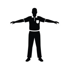 Black silhouette of a referee with arms outstretched