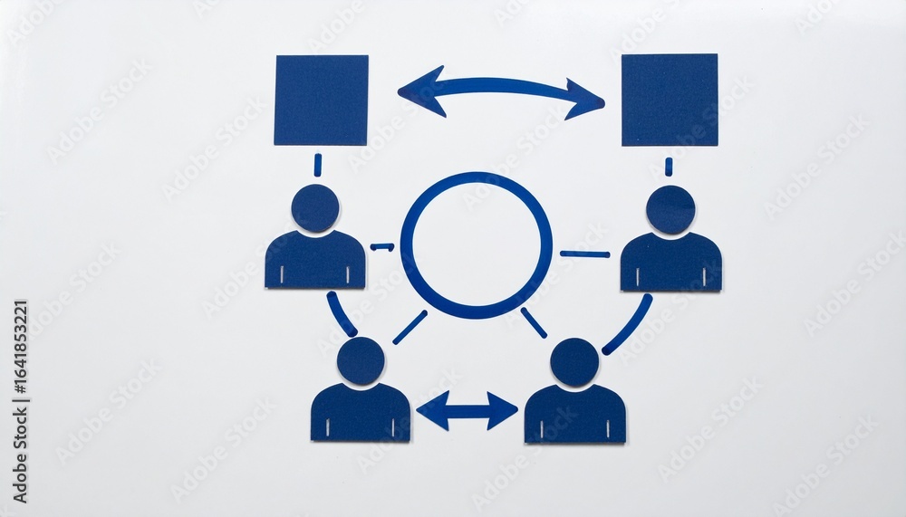 Poster digital network design with interconnected people. the image shows five interconnected figures with 