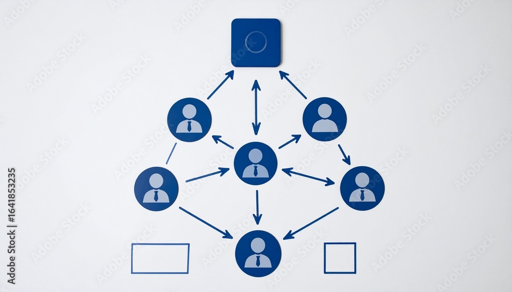 Poster a diagram depicting a network of interconnected individuals, representing a hierarchical structure w