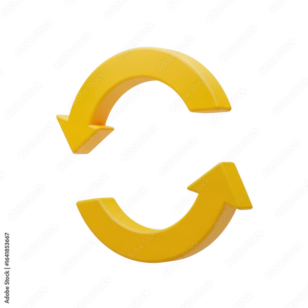 Poster 3d circular arrows icon isolated on transparent background