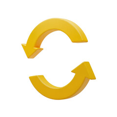 3d circular arrows icon isolated on transparent background