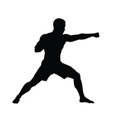 Martial arts fighter black silhouette vector