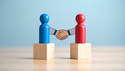 Symbolic representation of an agreement or partnership, featuring two figures shaking hands. This depicts the essence of unity and cooperation
