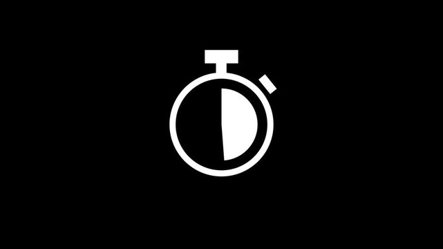 White stopwatch animation on a black canvas. a vibrant circular timer with a moving quarter segment. suitable for indicating progress or short durations. modern and eye-catching for digital projects.