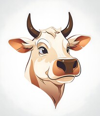 cow head on a white background