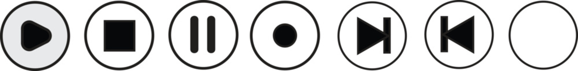 Media play button icons isolated 