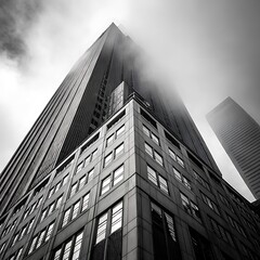 Modern Architectural Design of Contemporary Urban Building Facade at Sunset