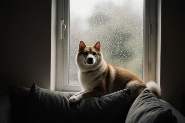 Shiba Inu on a Rainy Day