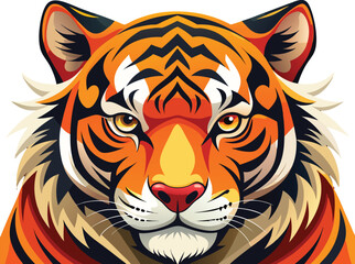 Naklejka premium Close up portrait of a stylized majestic tiger face with vibrant colors