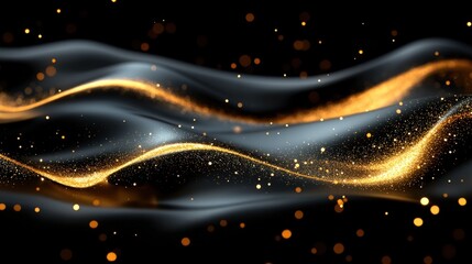 Abstract design with flowing golden and dark waves