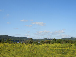 The picturesque scenery of the wilderness that surrounds the lake, nestled within the Middle Creek Wildlife Management Area, Lancaster County, Pennsylvania.