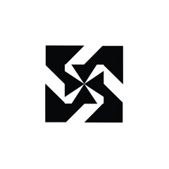 Black pinwheel geometric abstract icon pattern