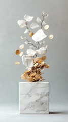 Financial Growth Concept with Coins and Petals