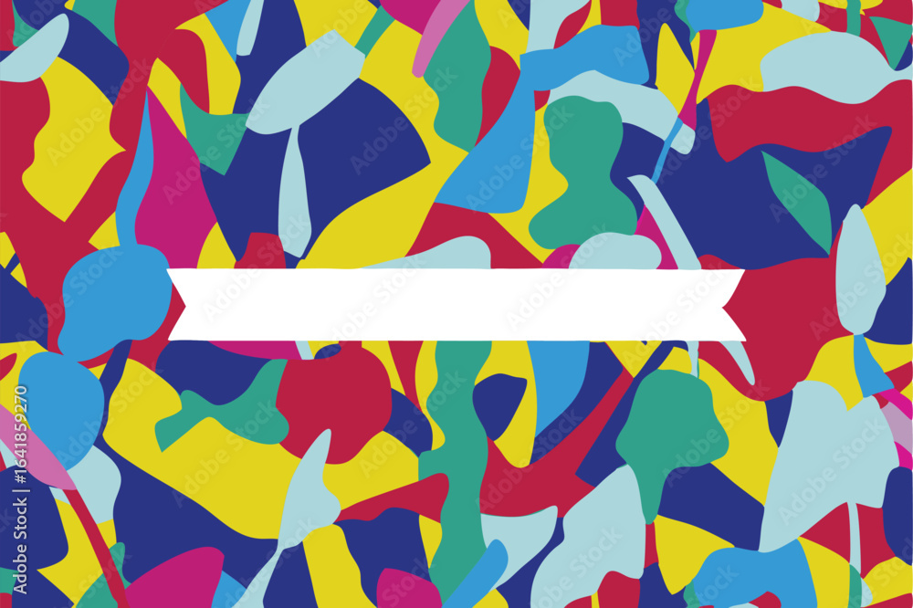 Aufkleber abstract colorful design with banner for text placement on a white background