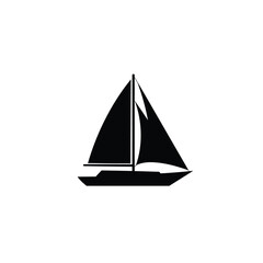 Black sailboat silhouette on white sailing water