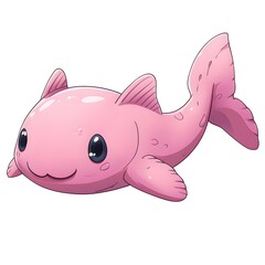 Fototapeta premium Cute pink fish illustration against a plain white background.