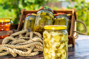 Canned zucchini in vinegar