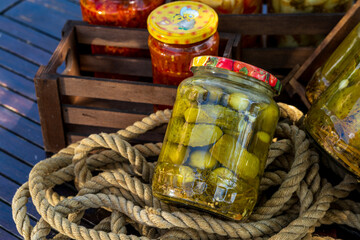 Canned cucumber in vinegar