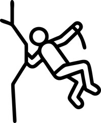 Dynamic rock climbing wall illustration with safety harness and carabiner