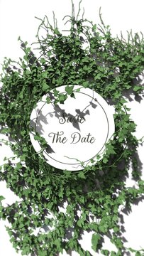 Botanical Leaves Wedding Invitation Vertical