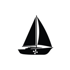 Black sailboat with propeller icon white vector
