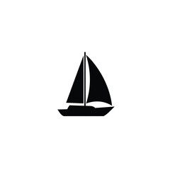 Black sailboat with single sail icon watercraft nautical
