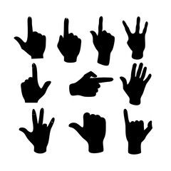 Fototapeta premium vector illustration of collection of hand gestures silhouettes 