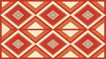 Retro geometric pattern with orange and white diamond shapes and lines