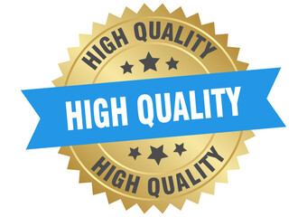 high quality. high quality round blue and gold label isolated on transparent background