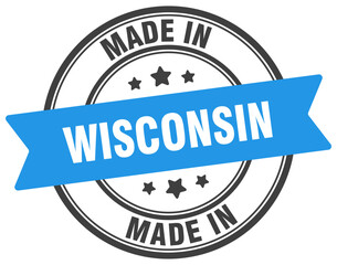 Fototapeta premium Made in Wisconsin round sign. Made in Wisconsin stamp.