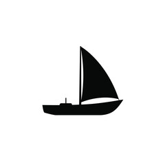 Black silhouette of a sailboat dinghy watercraft