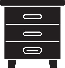 Drawer Silhouette in Black | Furniture Storage Cabinet Illustration