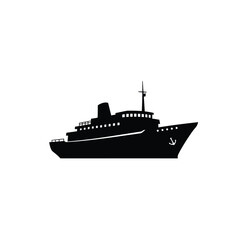 Obraz premium Black silhouette of a cruise ship boat vessel