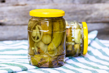 Canned cucumber in vinegar