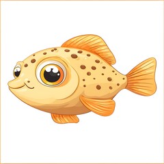 Cute cartoon fish with large eyes and spots.