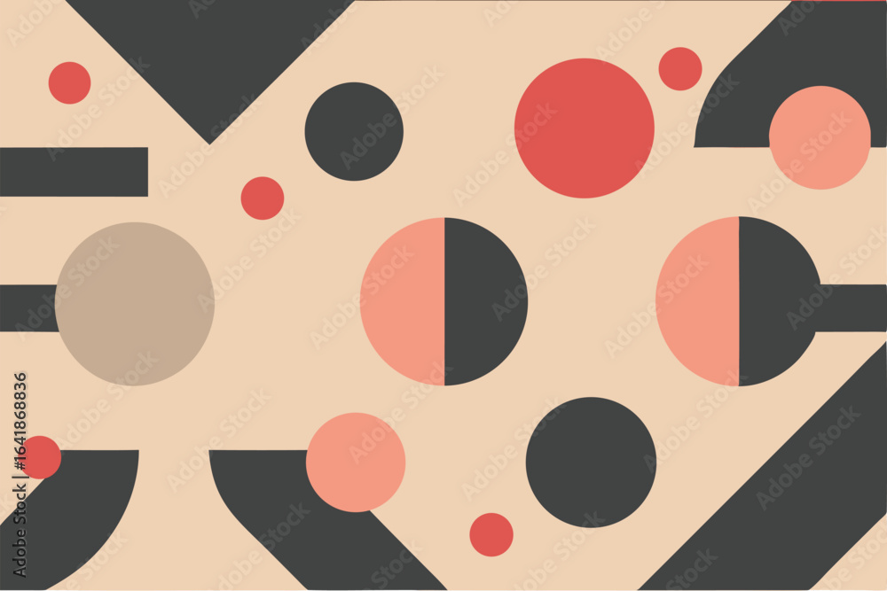 Poster abstract geometric composition with circles and rectangles in a minimalist style
