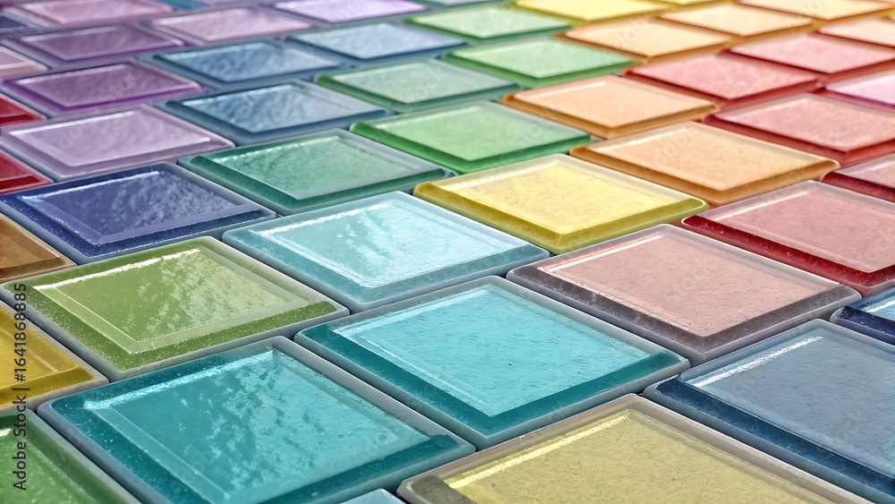 Poster colorful square tiles: a beautiful abstract texture with smooth surfaces and delicate gradient spect