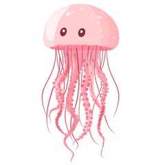 Pink jellyfish illustration against a white background.