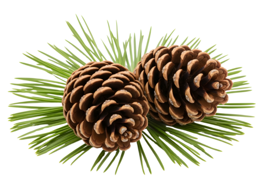 Pine cones with green pine needles
