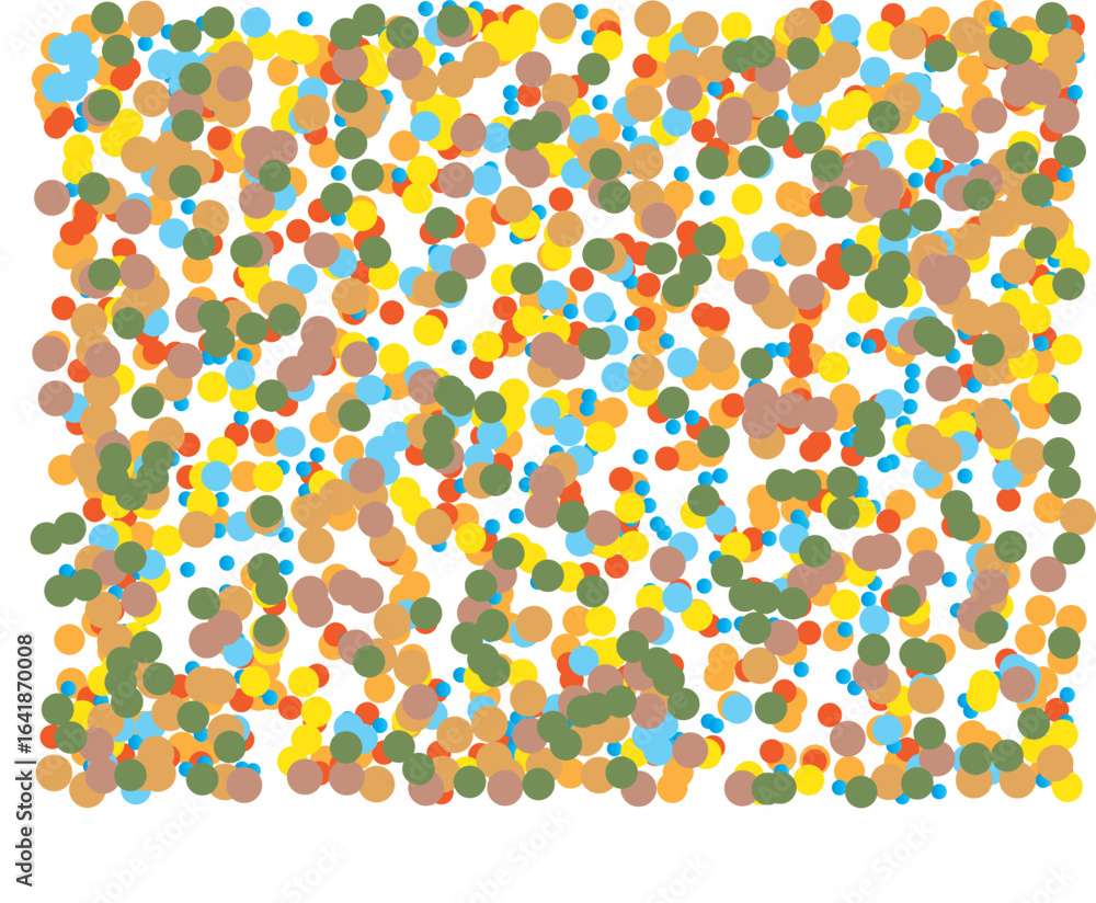 Poster colorful abstract dotted pattern with multiple circular shapes.
