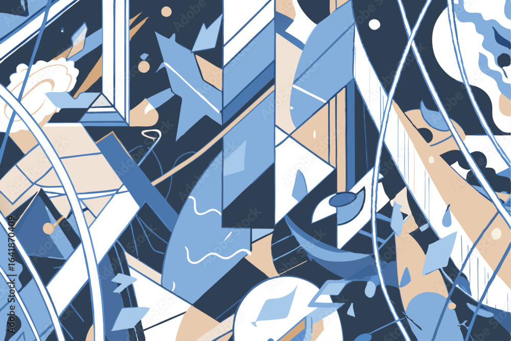 Aufkleber abstract geometric composition with transparent elements on a white background