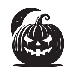 pumpkin face vector silhouette clip art logo design illustration