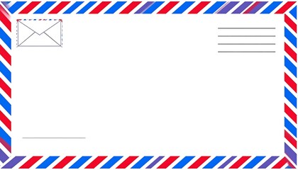 Blank international mail envelope with red and blue stripes