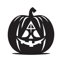 pumpkin face vector silhouette clip art logo design illustration