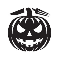 pumpkin face vector silhouette clip art logo design illustration