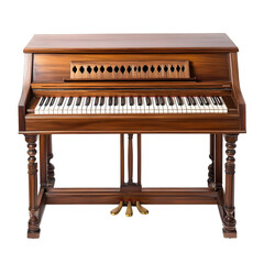 Single wooden piano isolated on transparent background