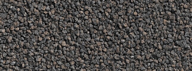 Close-up view of small, dark gray and brown gravel