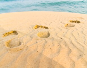 Footprints in sand beach nature