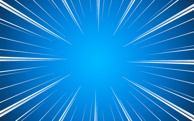 Comic background with speed ray and halftone effects. Vector illustration.